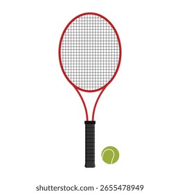 Raqueta de tenis con una Ilustración vectorial plana de pelota de tenis