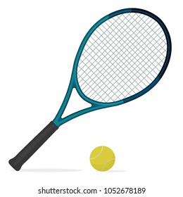 Raqueta de tenis y pelota, equipo para el juego, Equipo para la competencia. vectorial