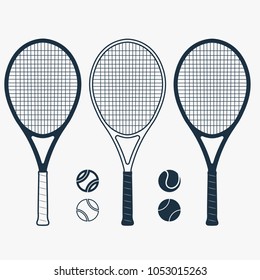 Tennis racket and ball, gear for the game, Equipment for Competition. vector