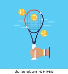 Tennis racket and ball for graphic, web and logo design