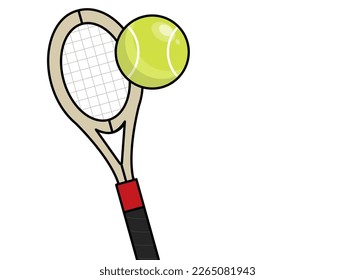 Tennis racket and ball of tennis green color on a white background