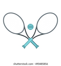 Tennis racket and ball icon in flat style isolated on white background. Sport symbol vector illustration
