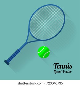 Tennis racket and ball icon, flat vector illustration. Flat design style modern vector illustration. Isolated on stylish color background. Elements in flat design.