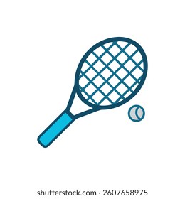 Tennis racket and ball icon, sport equipment illustration