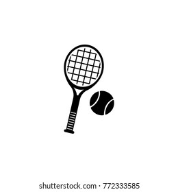 Tennis racket and ball icon. Sports Accessory icon. Sport element icon. Premium quality graphic design. Signs, outline symbols collection icon for websites, web design, mobile app on white background