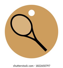 Tennis racket and ball icon. Vector isolated illustration.