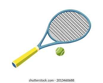 Tennis racket and a ball illustration. Sports vector.