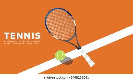 Raqueta de tenis con pelota, Ilustraciones para su uso en eventos deportivos en línea, Vector de ilustración EPS 10