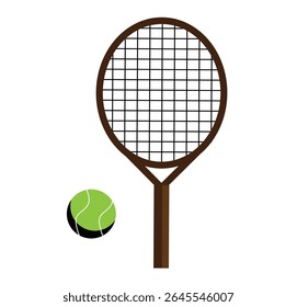 Tennis Racket with a Ball Isolated on White. Sports activities and recreation tools, tournament and competition vector art