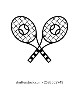 Tennis Racket with Ball Line Art Sport Icon Design