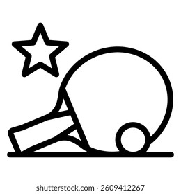Tennis racket and ball line icon, tennis concept. Vector graphics. Table tennis favorite star sign on white background, style mobile or design
