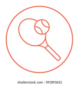 Tennis racket and ball line icon.