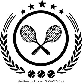 tennis racket and ball logo