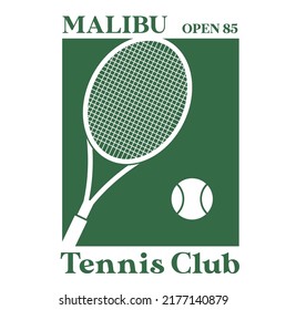 TENNIS RACKET AND BALL, MALIBU CLUB