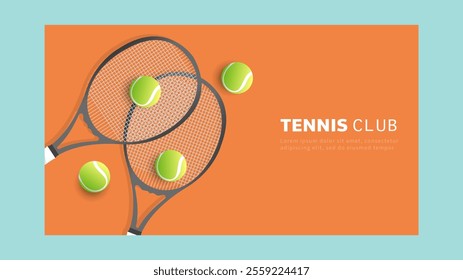 tennis racket and tennis ball on tennis court background, Illustrations for use in online sporting events , Illustration Vector EPS 10