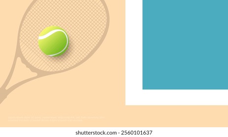 tennis racket and tennis ball on tennis court background, Illustrations for use in online sporting events , Illustration Vector EPS 10