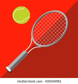 Tennis racket and ball on a two-tone background
