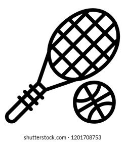 Tennis racket and a ball represents game of squash or lawn tennis