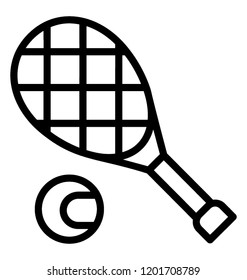 Tennis racket and a ball represents game of squash or lawn tennis