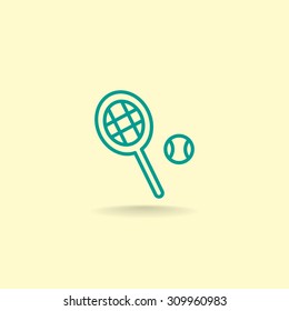 Tennis racket with ball sign icon