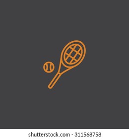 Tennis racket with ball sign icon