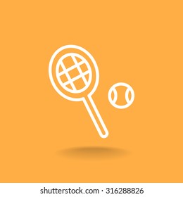 Tennis racket with ball sign icon