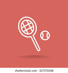 Tennis racket with ball sign icon