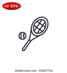 Tennis racket with ball sign icon