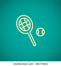 Tennis racket with ball sign icon