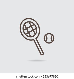 Tennis racket with ball sign icon