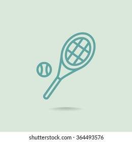 Tennis racket with ball sign icon
