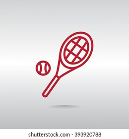 Tennis racket with ball sign icon