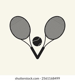 Tennis Racket with tennis ball silhouette vector illustration isolated on white background.