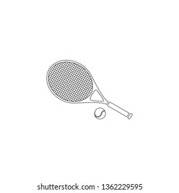 Tennis racket and ball. simple flat vector icon illustration. outline line symbol - editable stroke