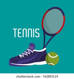 tennis racket with ball and sneaker objects