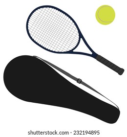 Tennis racket, tennis ball, sport equipment, racket cover