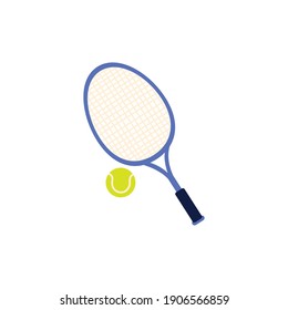 tennis racket and ball sport icon isolated and flat design vector illustration