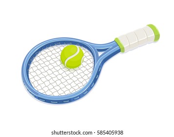 Tennis racket and ball. Sport inventory. vector illustration, eps10 isolated white background.