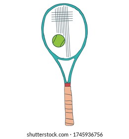 a tennis racket and a ball sport vector illustration