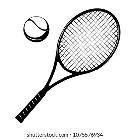 Tennis racket and ball. Tennis symbol