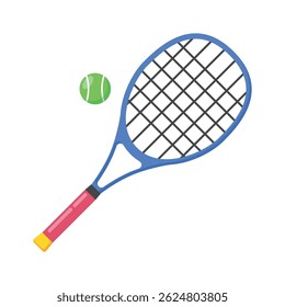 Uma raquete de tênis e uma bola, simbolizando o esporte de tênis, fitness e competição