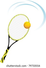 Tennis racket with ball. Vector