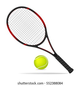 Tennis Racket And Ball, Vector Design