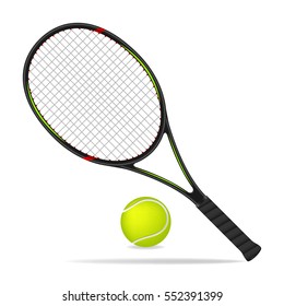 Tennis racket and ball, vector design