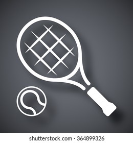 Tennis racket and tennis ball, vector icon