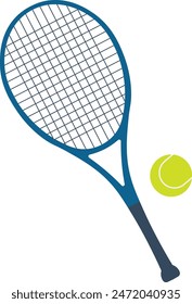 Raqueta de tenis y Ilustración vectorial de pelota aislada sobre fondo blanco