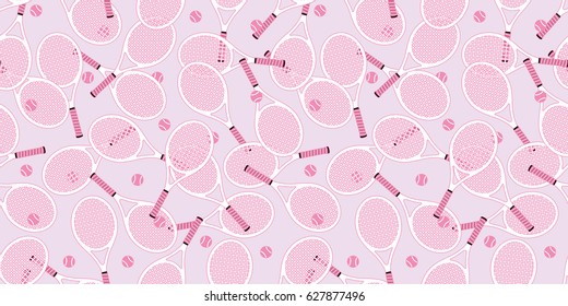 Tennis Racket ball vector seamless pattern isolated wallpaper background pink