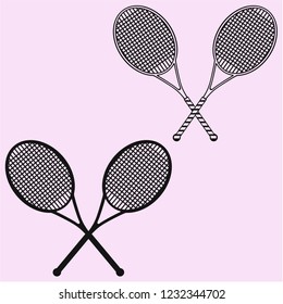 Tennis racket and ball vector silhouette