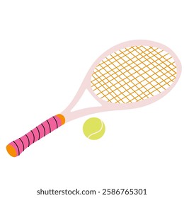 Tennis Racket with Ball,equipments for tennisgame sport. Sports background for posters, leaflets for world tennis competitions.