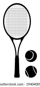 Tennis racket and balls